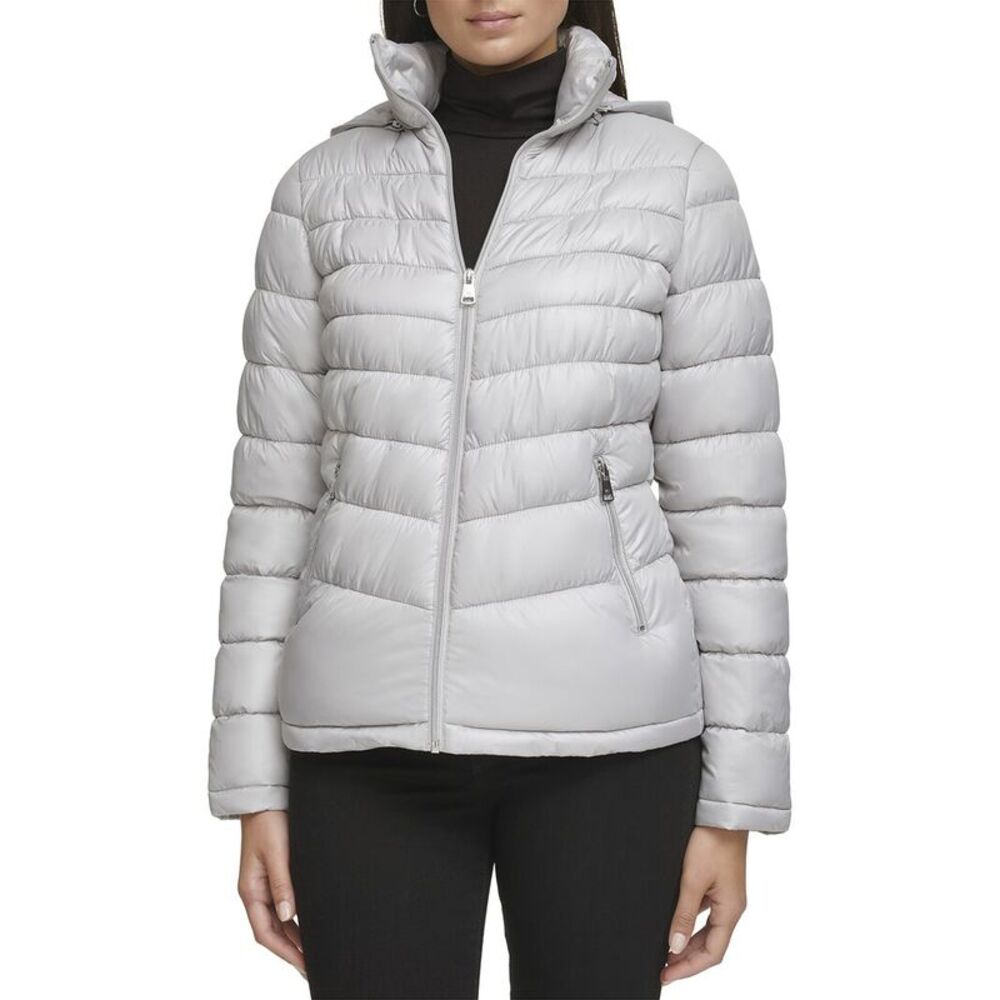 Kenneth Cole Womens Short Zip Puffer Coat